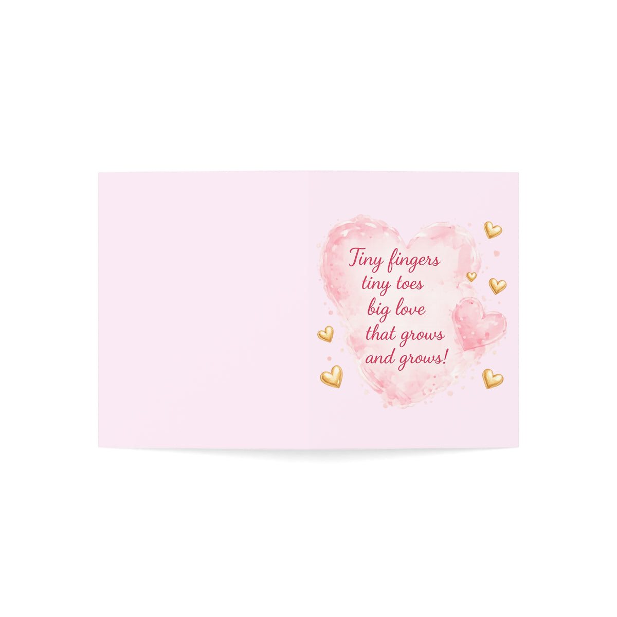 Baby Shower Greeting Card — "Tiny fingers tiny toes, big love that grows" (Blank Inside)