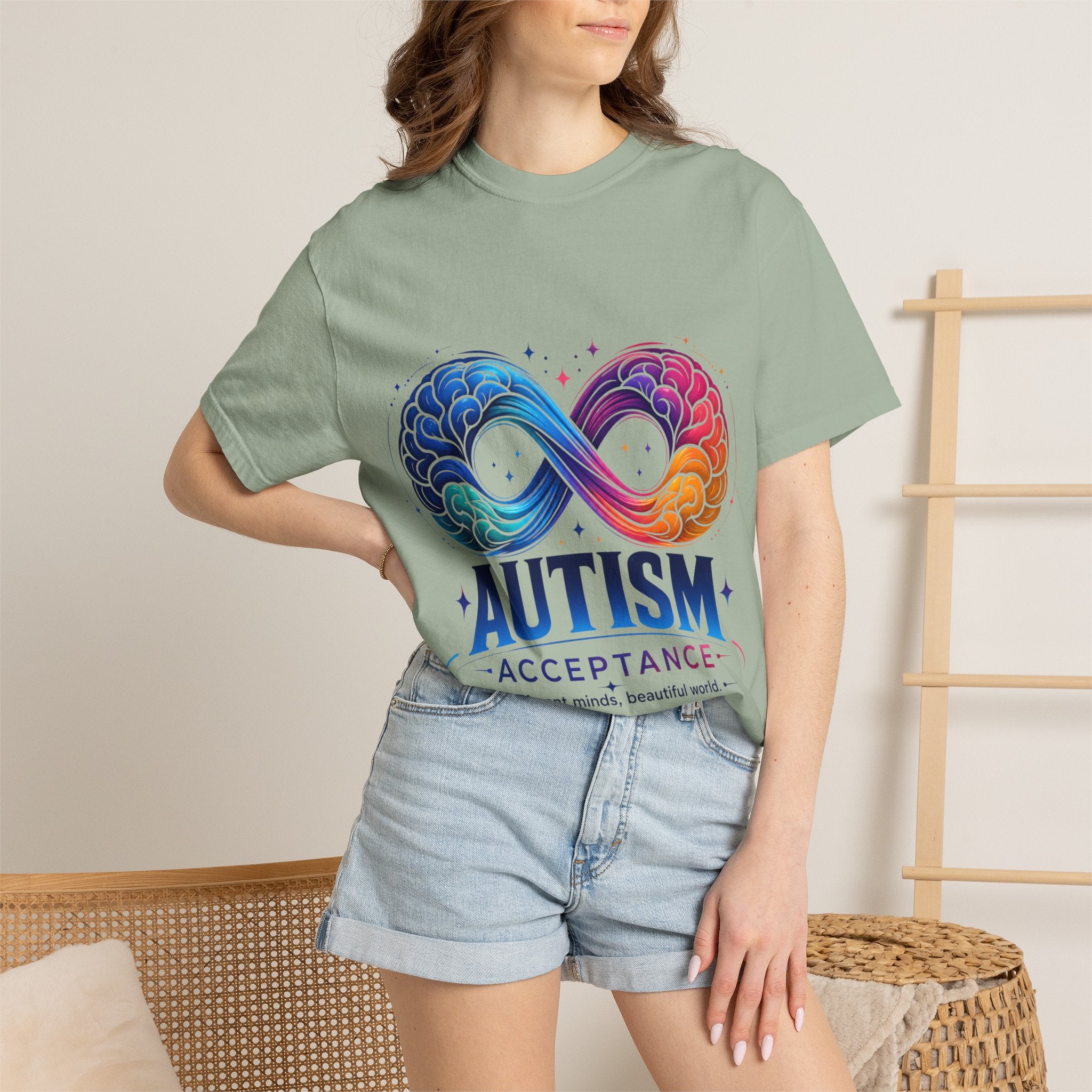 Autism Acceptance T-Shirt — Infinity Puzzle Rainbow Design