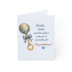 New Baby Card — "Rattles, bottles and lots of love, welcome to parenthood!" (Blank Inside)