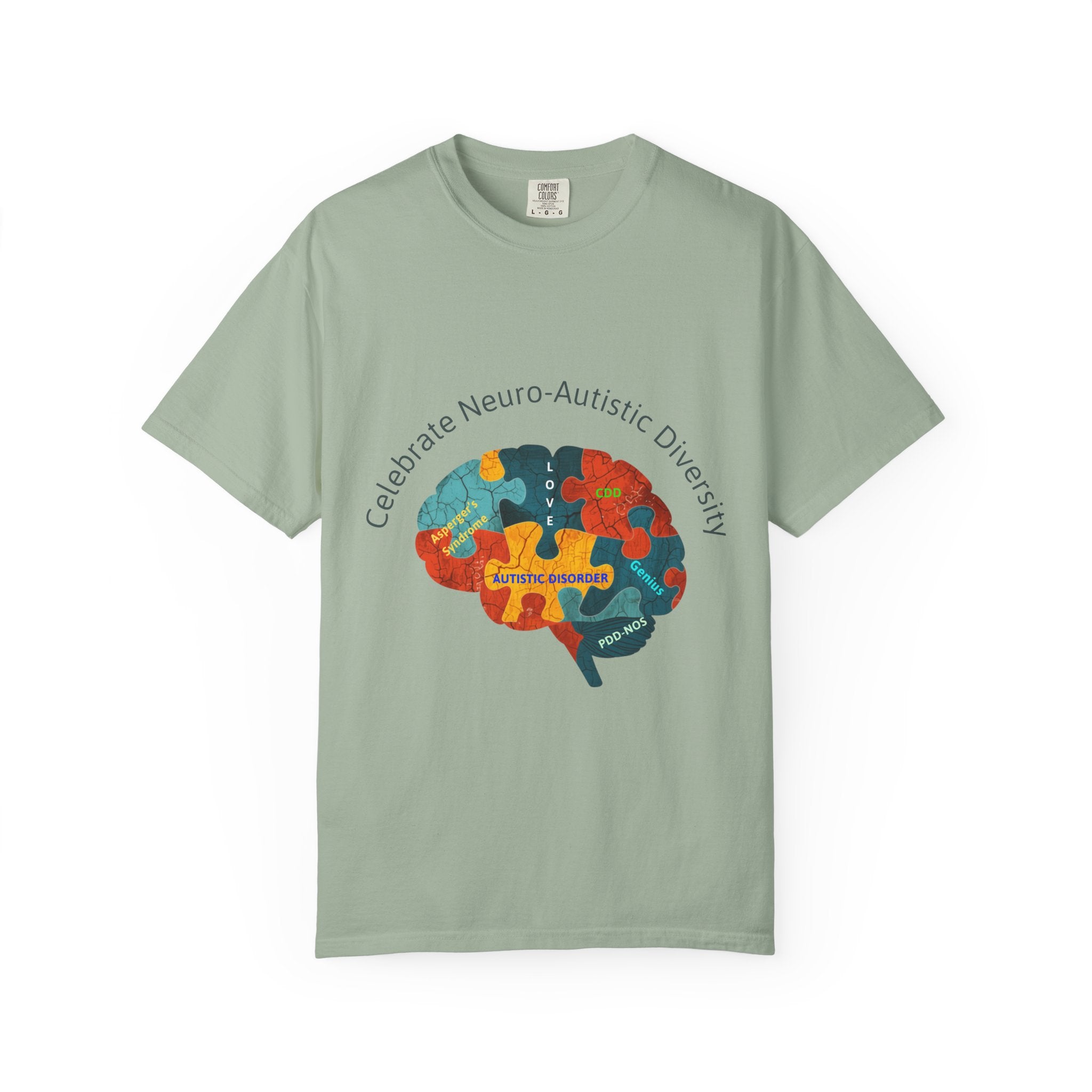 Autistic Neurodiversity Puzzle Brain T-Shirt — "Celebrate Neuro-Autistic Diversity"