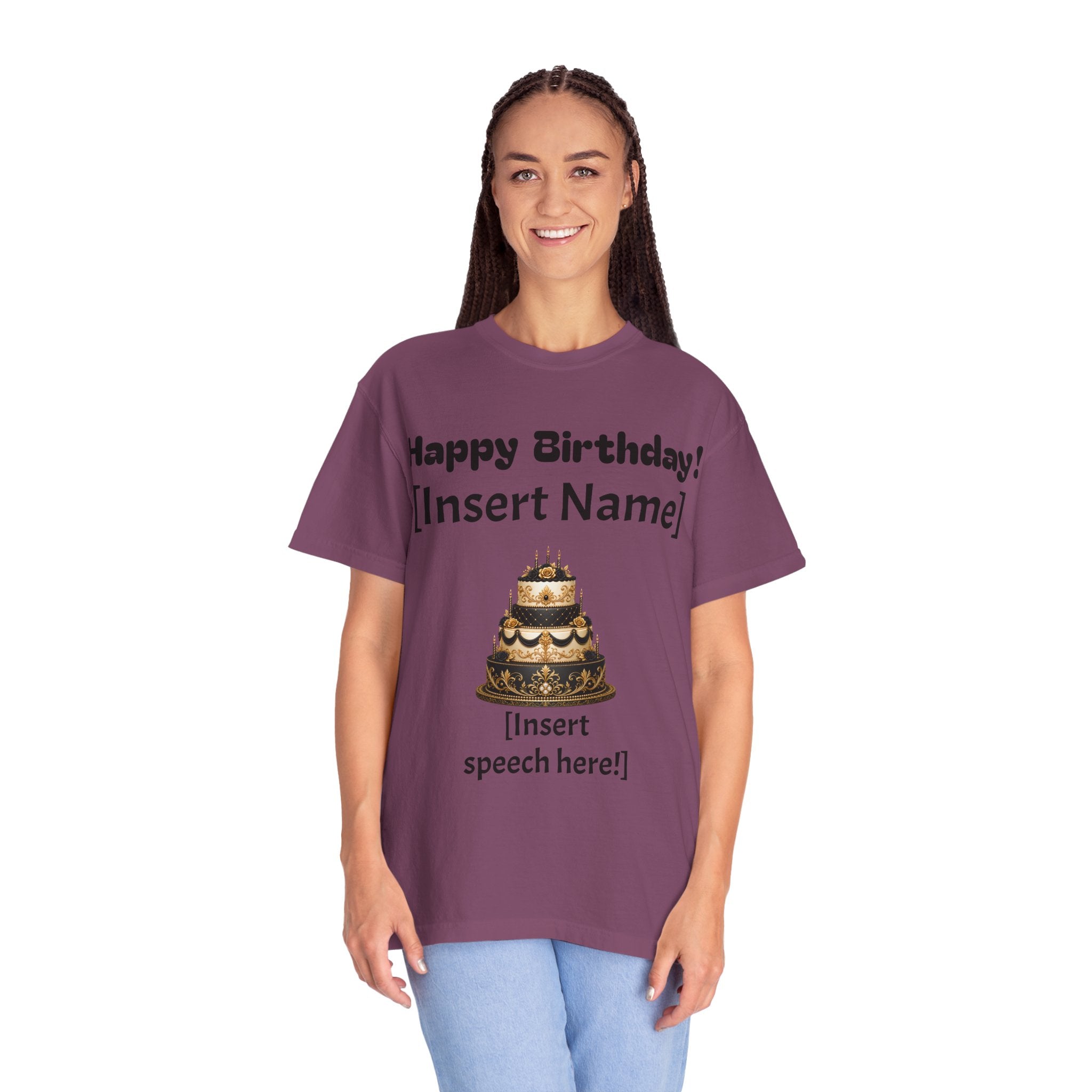Birthday Cake Personalized T‑Shirt — "Happy Birthday! [Insert Name]" Customizable Tee