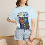 Seeing the World Differently Owl T-Shirt — Colorful Psychedelic Autism Awareness Tee