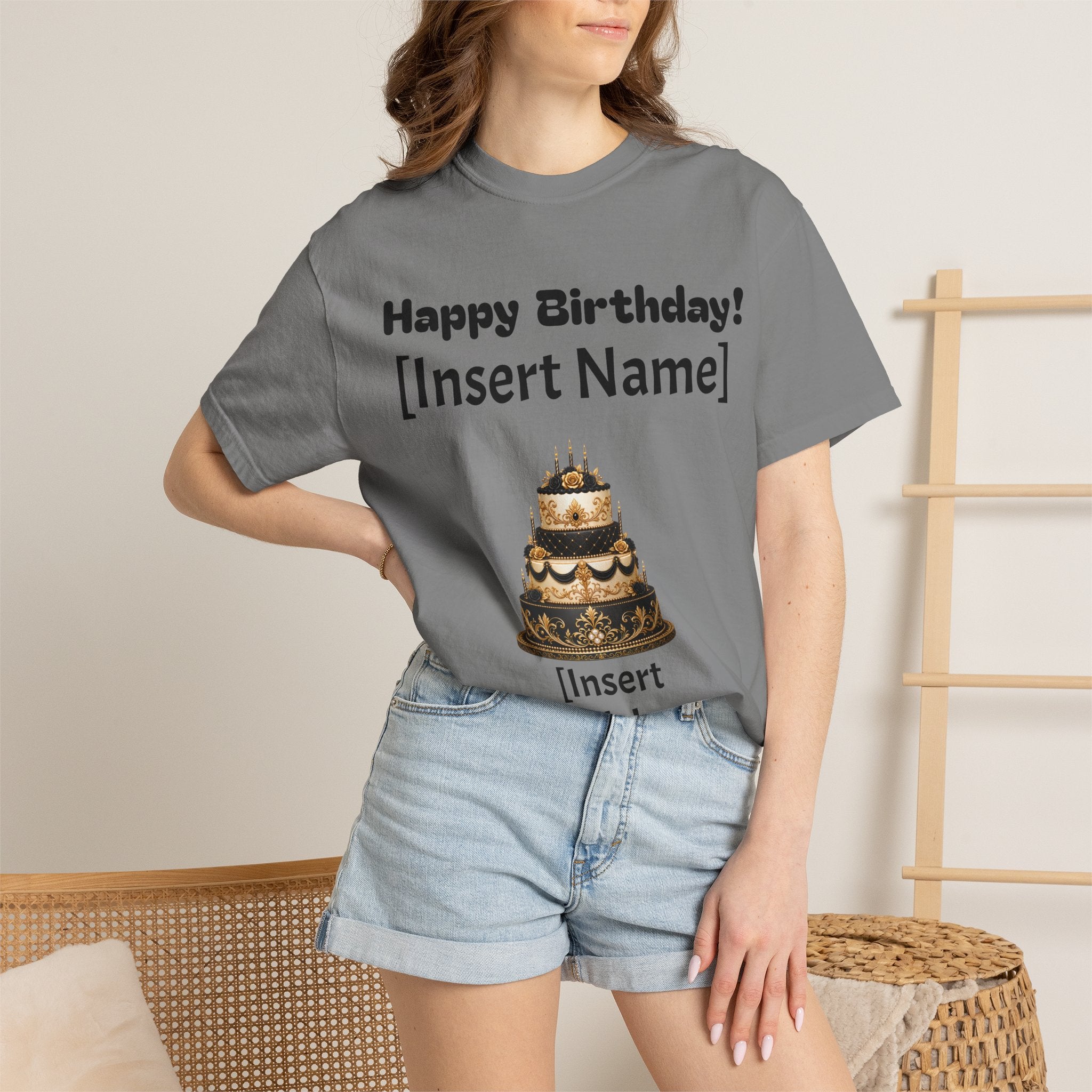 Birthday Cake Personalized T‑Shirt — "Happy Birthday! [Insert Name]" Customizable Tee