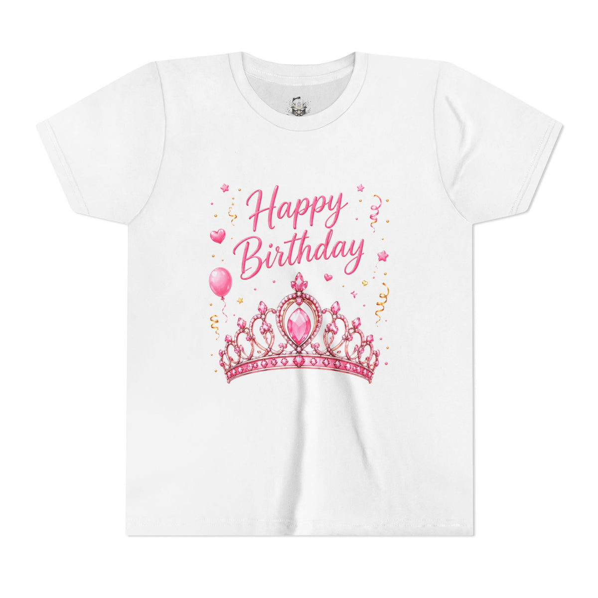 Happy Birthday Princess Youth Tee — Pink Tiara Birthday Shirt for Girls