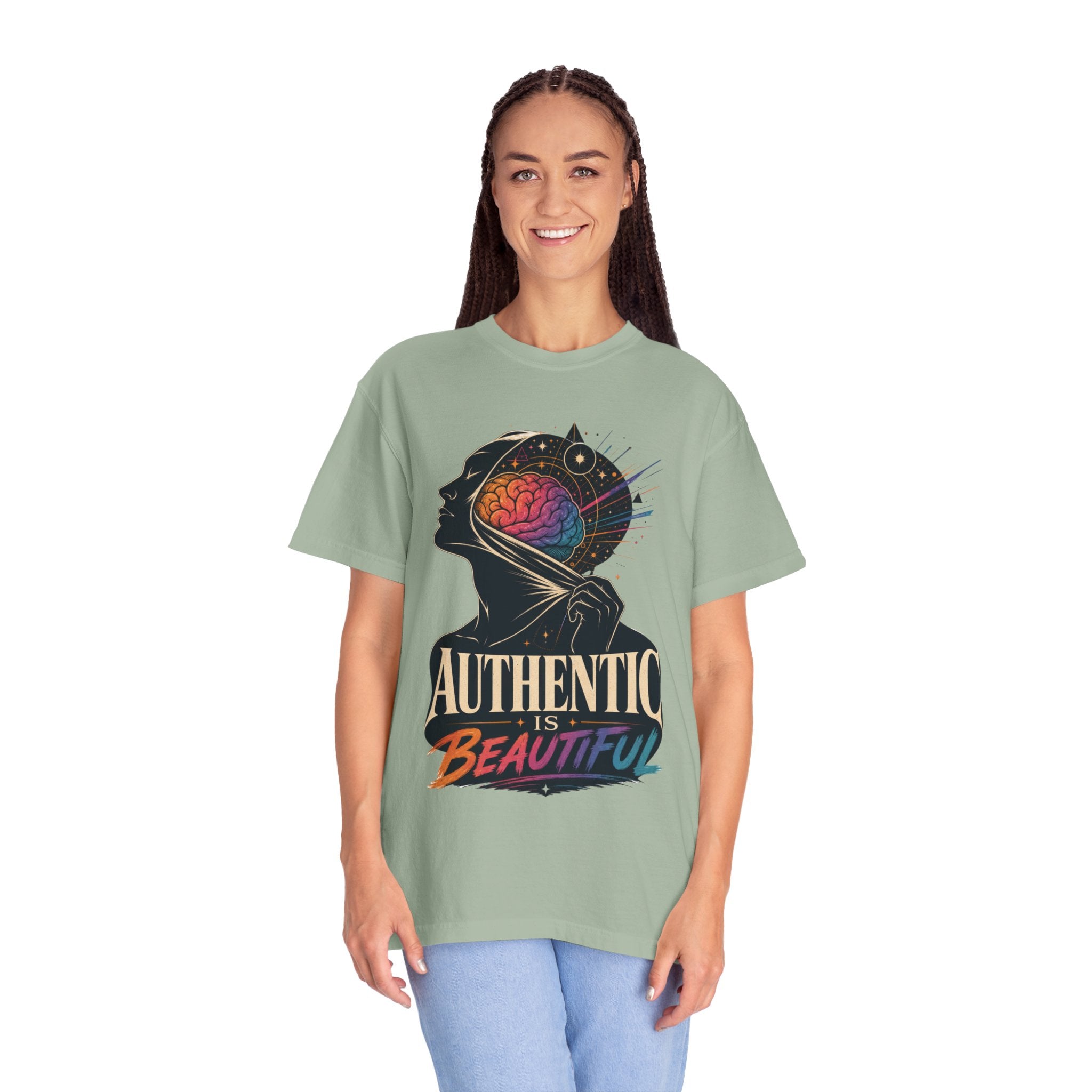 Authentic Is Beautiful Graphic T-Shirt — Pride Rainbow Mind Empowerment Tee