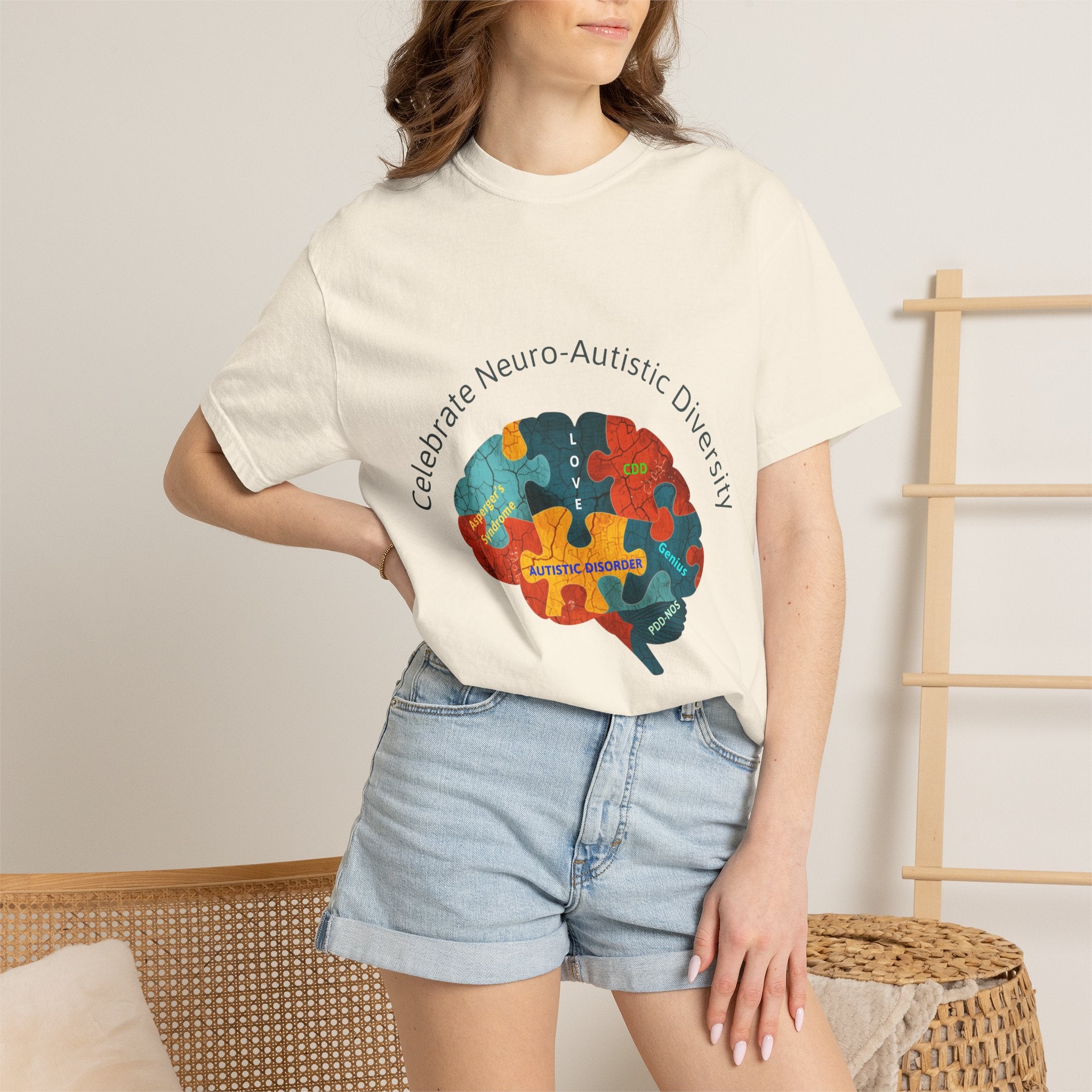 Autistic Neurodiversity Puzzle Brain T-Shirt — "Celebrate Neuro-Autistic Diversity"