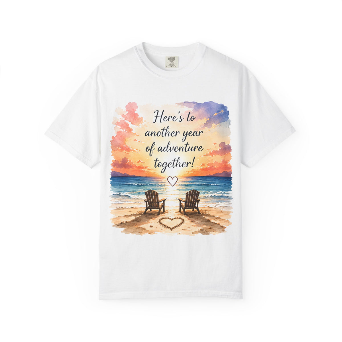 T‑Shirt – "Here's to Another Year of Adventure Together" Beach Sunset Couples Tee