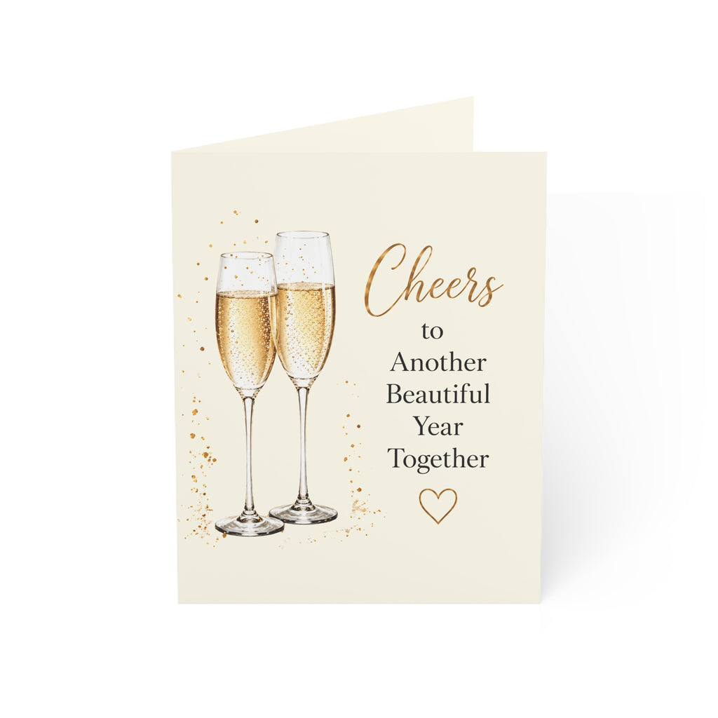 Anniversary Cheers Greeting Card — "Cheers to Another Beautiful Year Together" (Single or Multi-Pack)