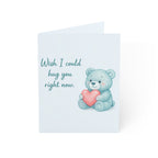 Miss You Greeting Card — "Wish I Could Hug You Right Now" Cute Teddy Bear Sympathy Card (1/10/30/50 pcs)