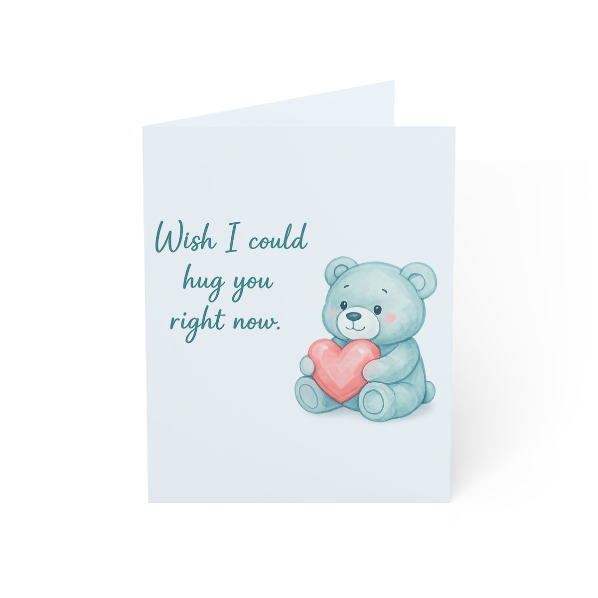 Miss You Greeting Card — "Wish I Could Hug You Right Now" Cute Teddy Bear Sympathy Card (1/10/30/50 pcs)