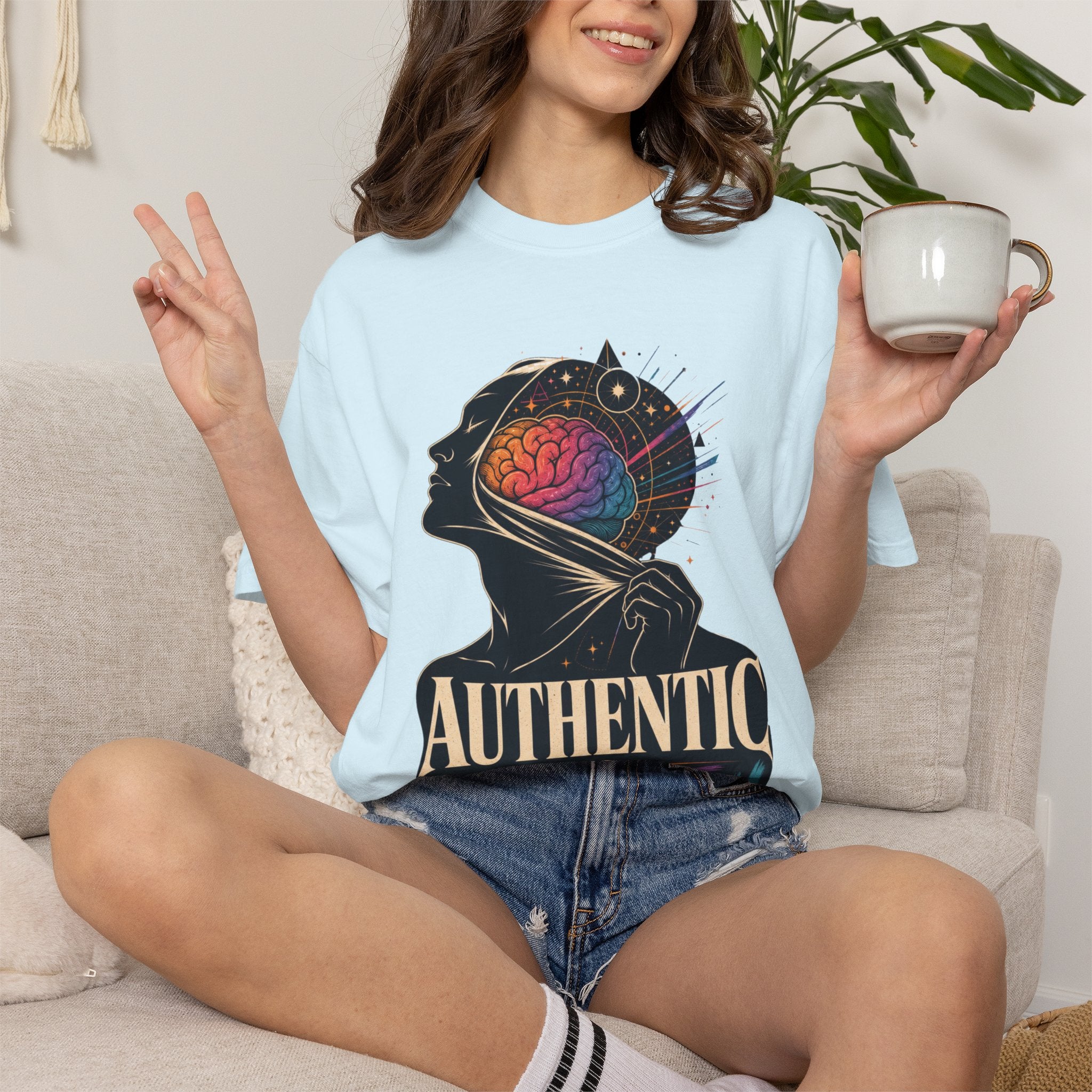 Authentic Is Beautiful Graphic T-Shirt — Pride Rainbow Mind Empowerment Tee