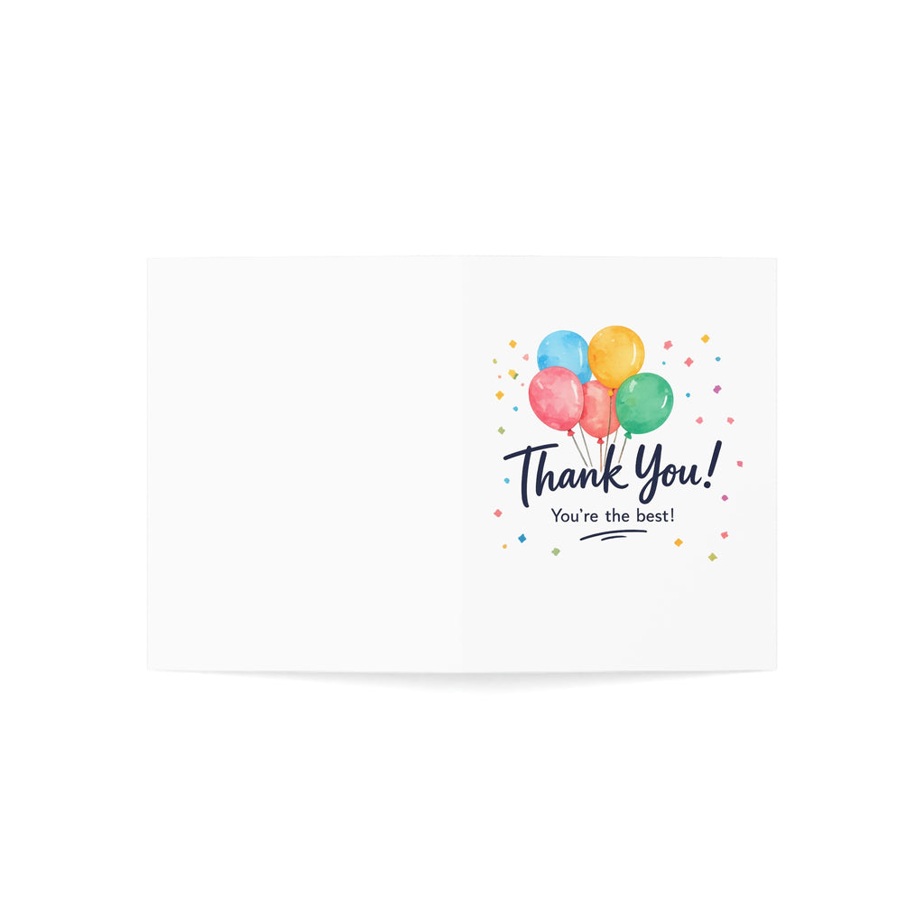 Thank You Greeting Cards - Watercolor Balloons "Thank You! You're the Best" (1/10/30/50 pcs)