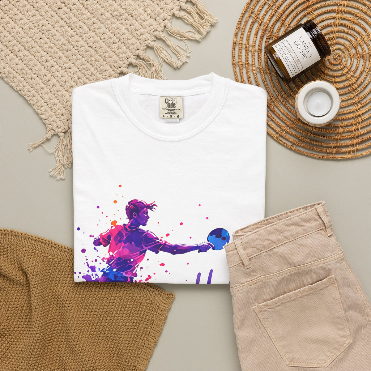 Birthday Table Tennis Adult T-Shirt — Watercolor Player Happy Birthday Graphic Tee