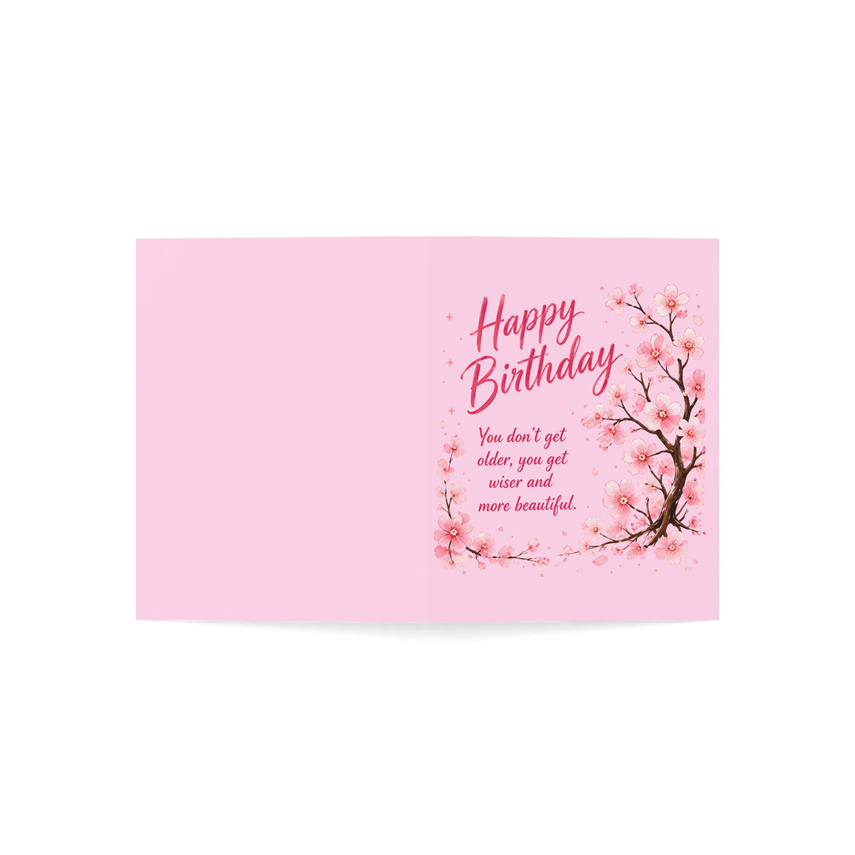 Birthday Greeting Card – Pink Cherry Blossom "Happy Birthday" Inspirational Message (Single or Pack)