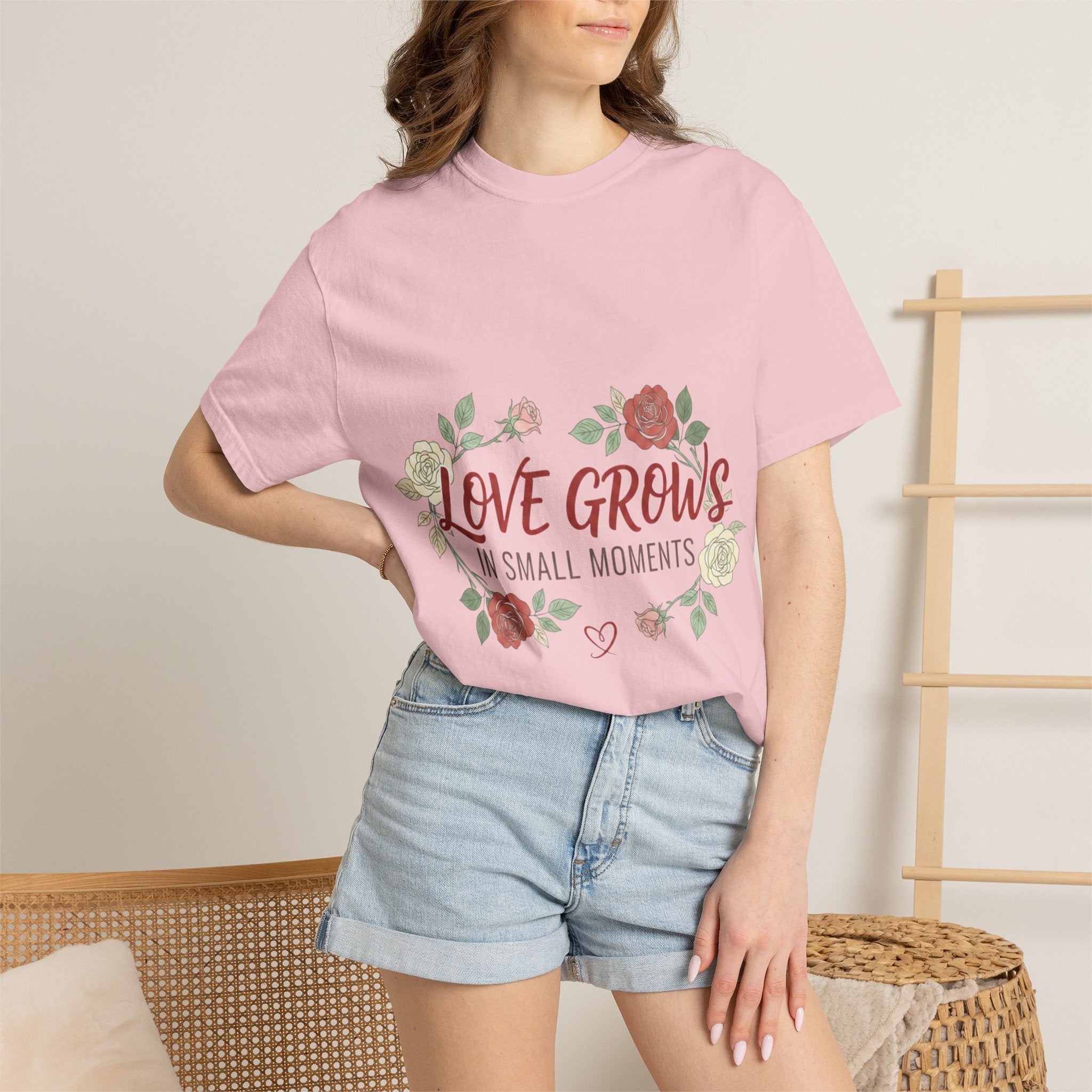 Love Grows T-Shirt — "Love Grows in Small Moments" Floral Tee