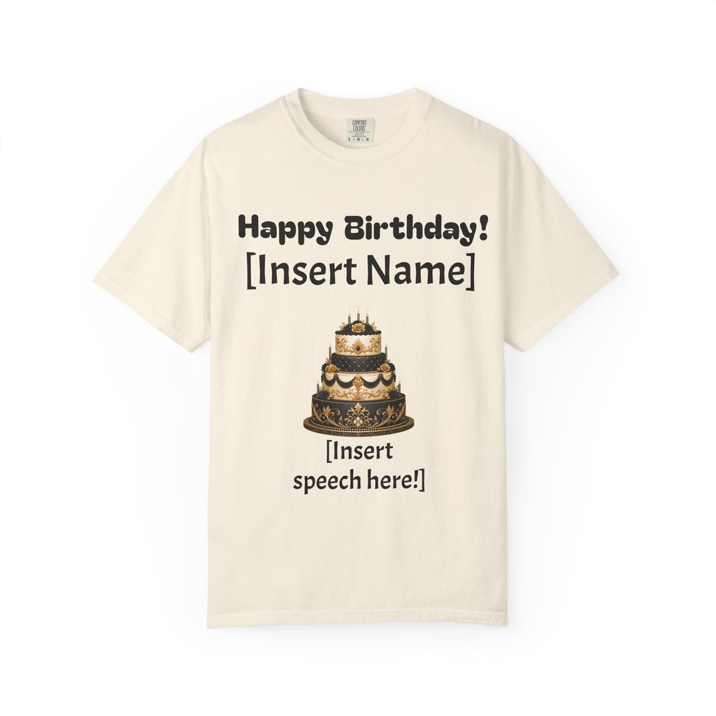 Birthday Cake Personalized T‑Shirt — "Happy Birthday! [Insert Name]" Customizable Tee