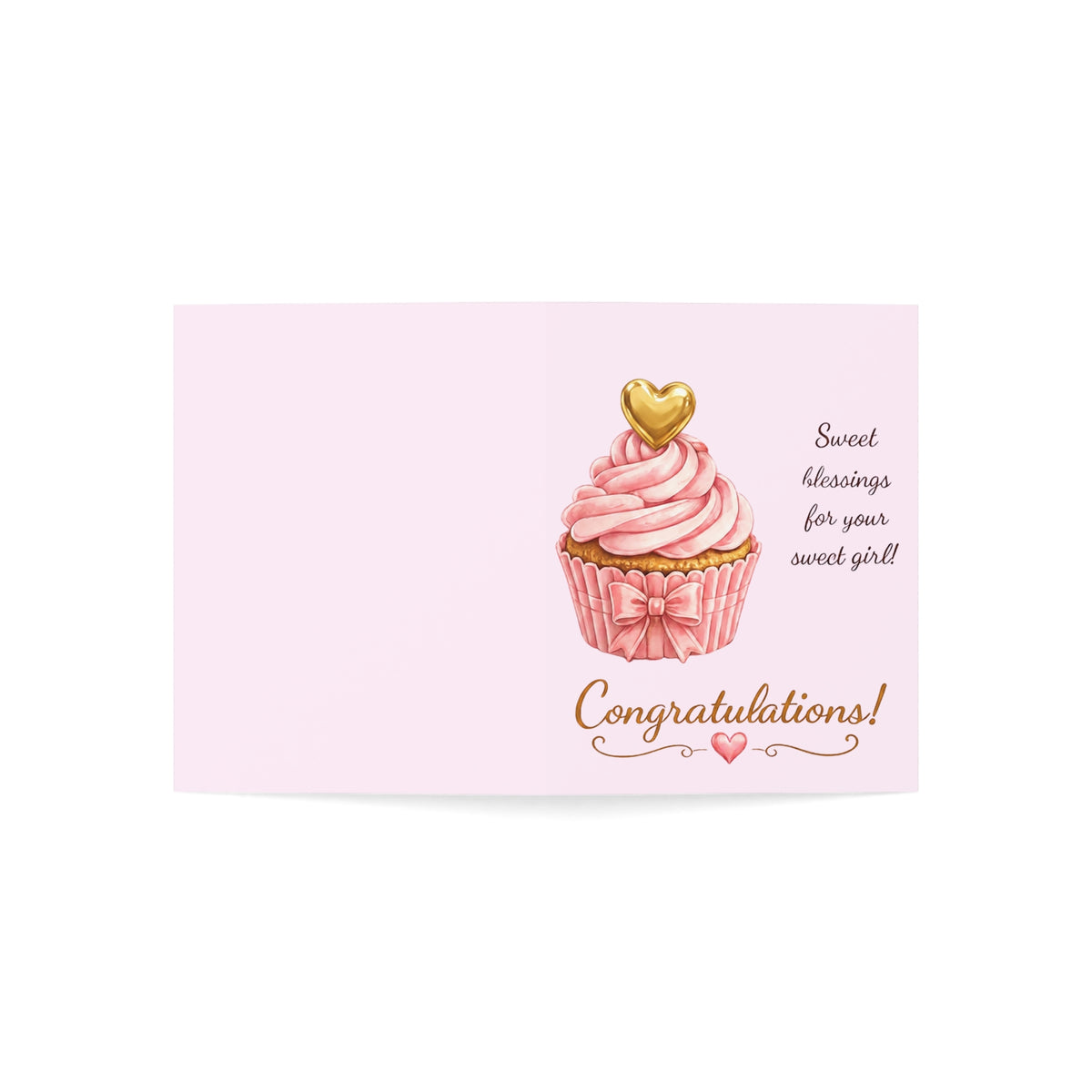 Cupcake Congratulations Greeting Card — Sweet Blessings Card for Girls (1/10/30/50 pcs)