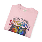 Seeing the World Differently Owl T-Shirt — Colorful Psychedelic Autism Awareness Tee