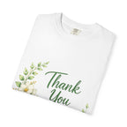 Thank You Floral T-Shirt — White Floral Wreath Appreciation Tee