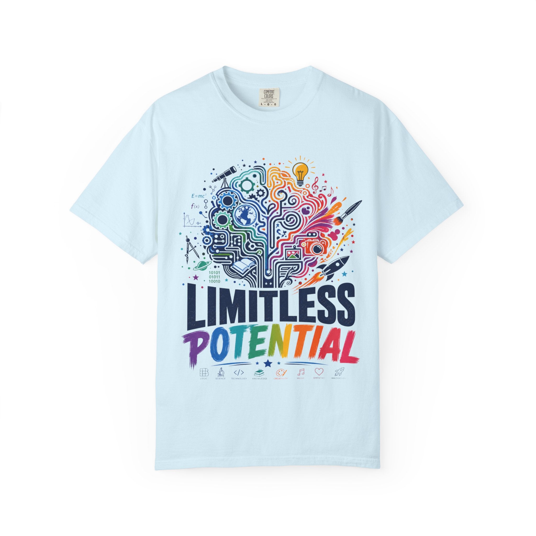 Limitless Potential T-Shirt — Inspirational Brain & Rainbow Design