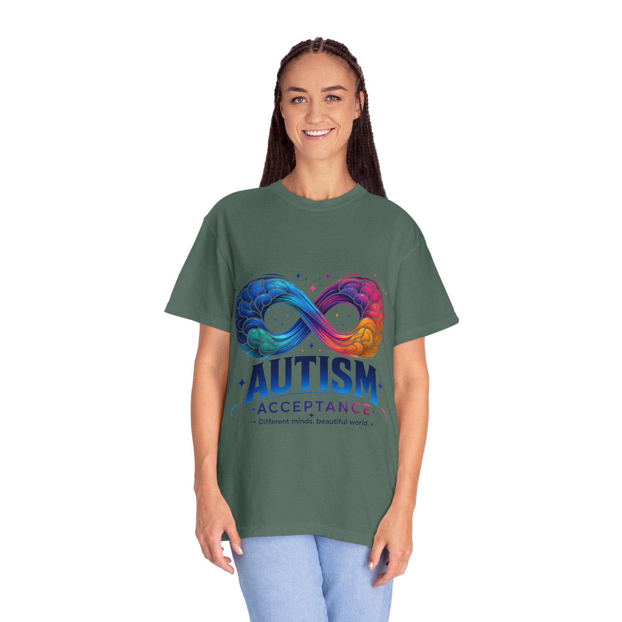 Autism Acceptance T-Shirt — Infinity Puzzle Rainbow Design