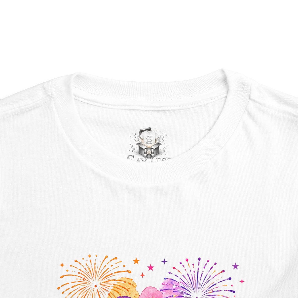 Happy Birthday Toddler Tee — Colorful Watercolor Fireworks Birthday Shirt