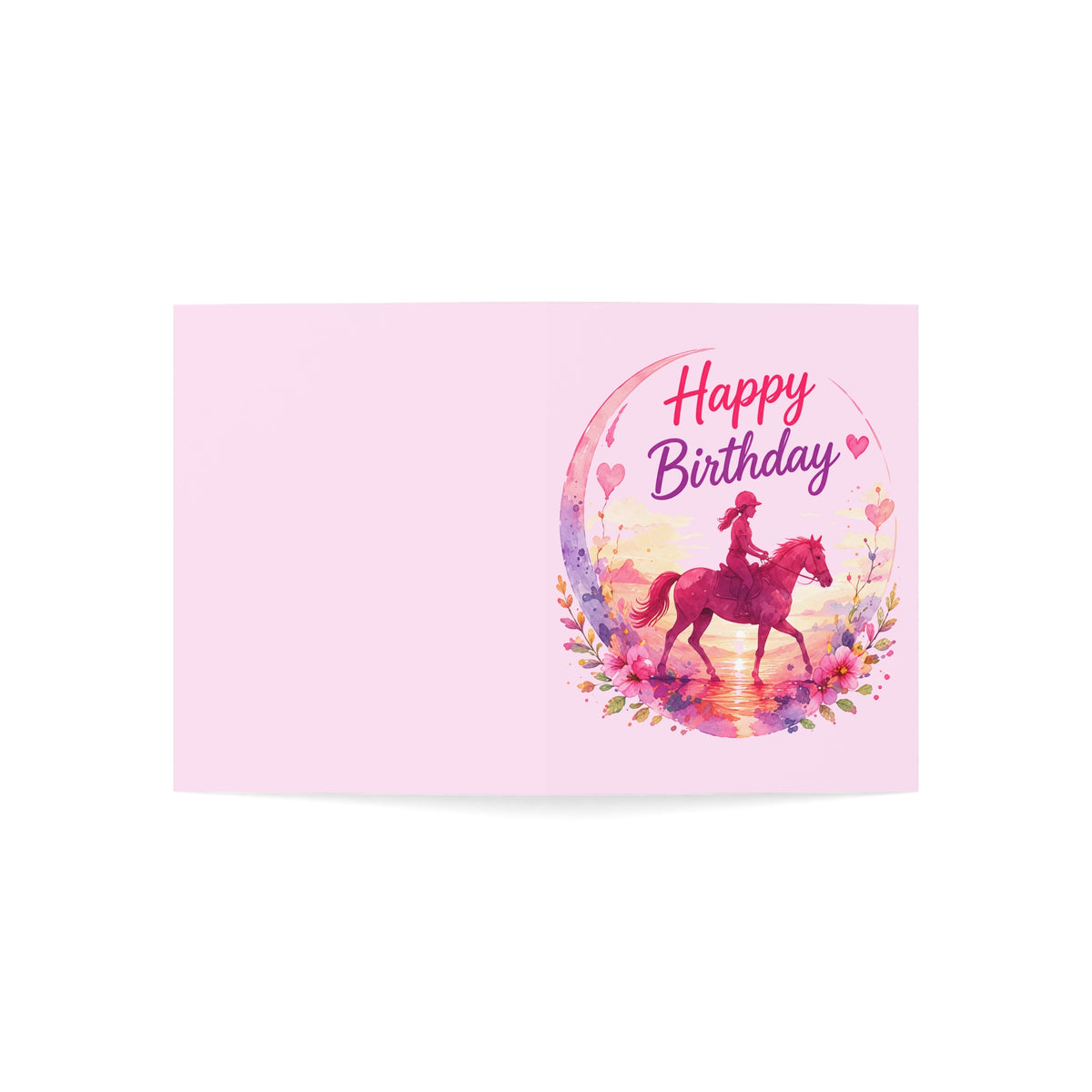 Happy Birthday Horse Greeting Card — Pink Equestrian Birthday Card for Girls