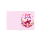 Happy Birthday Horse Greeting Card — Pink Equestrian Birthday Card for Girls