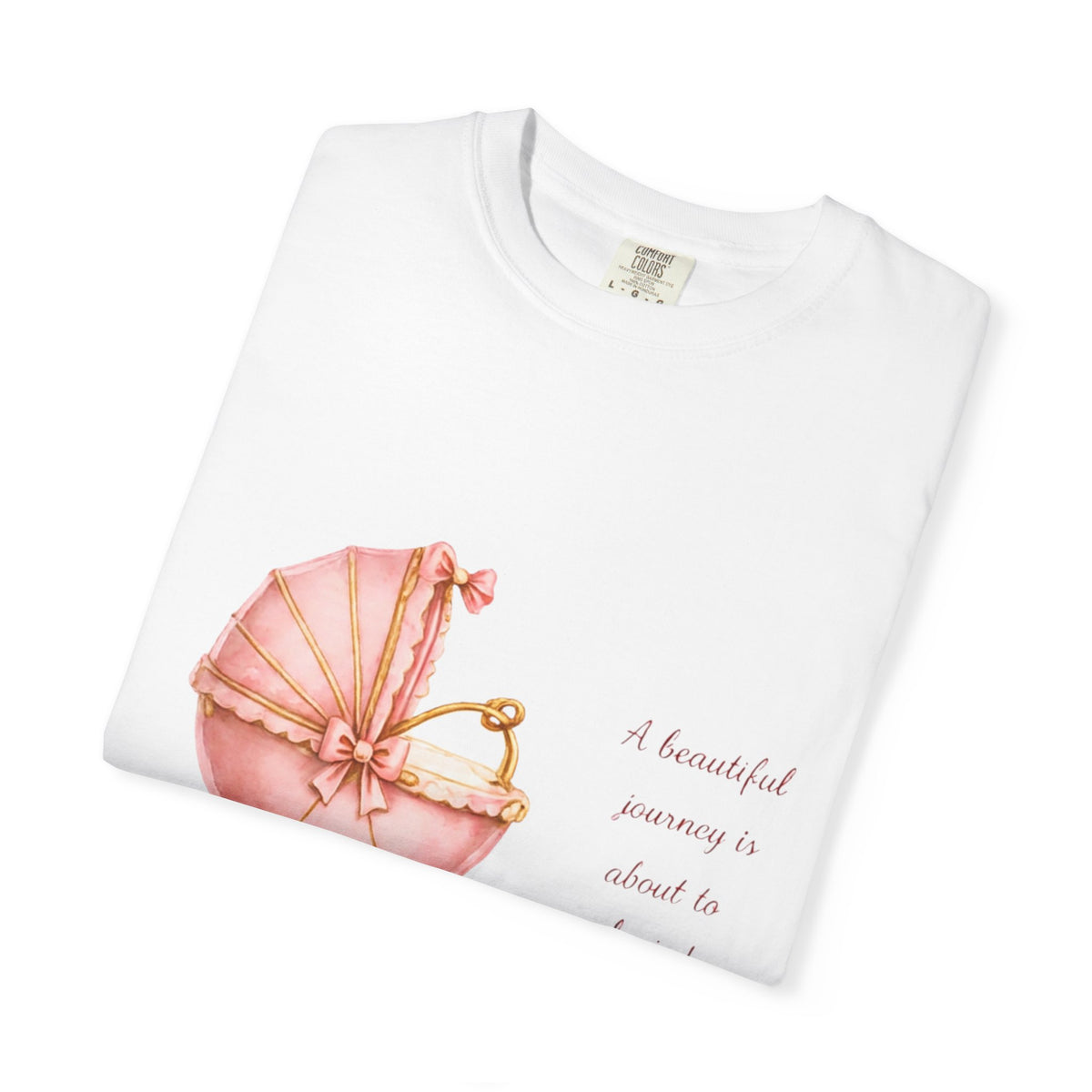 Baby Shower T-shirt - Pink Vintage Baby Carriage "Congratulations!" Newborn Announcement Tee