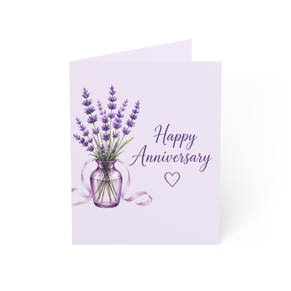 Anniversary Cards — Lavender Bouquet "Happy Anniversary" Greeting Cards (1/10/30/50 pcs)