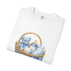 Baby Shower Congratulations T-Shirt — Blue Teddy Basket Newborn Gift