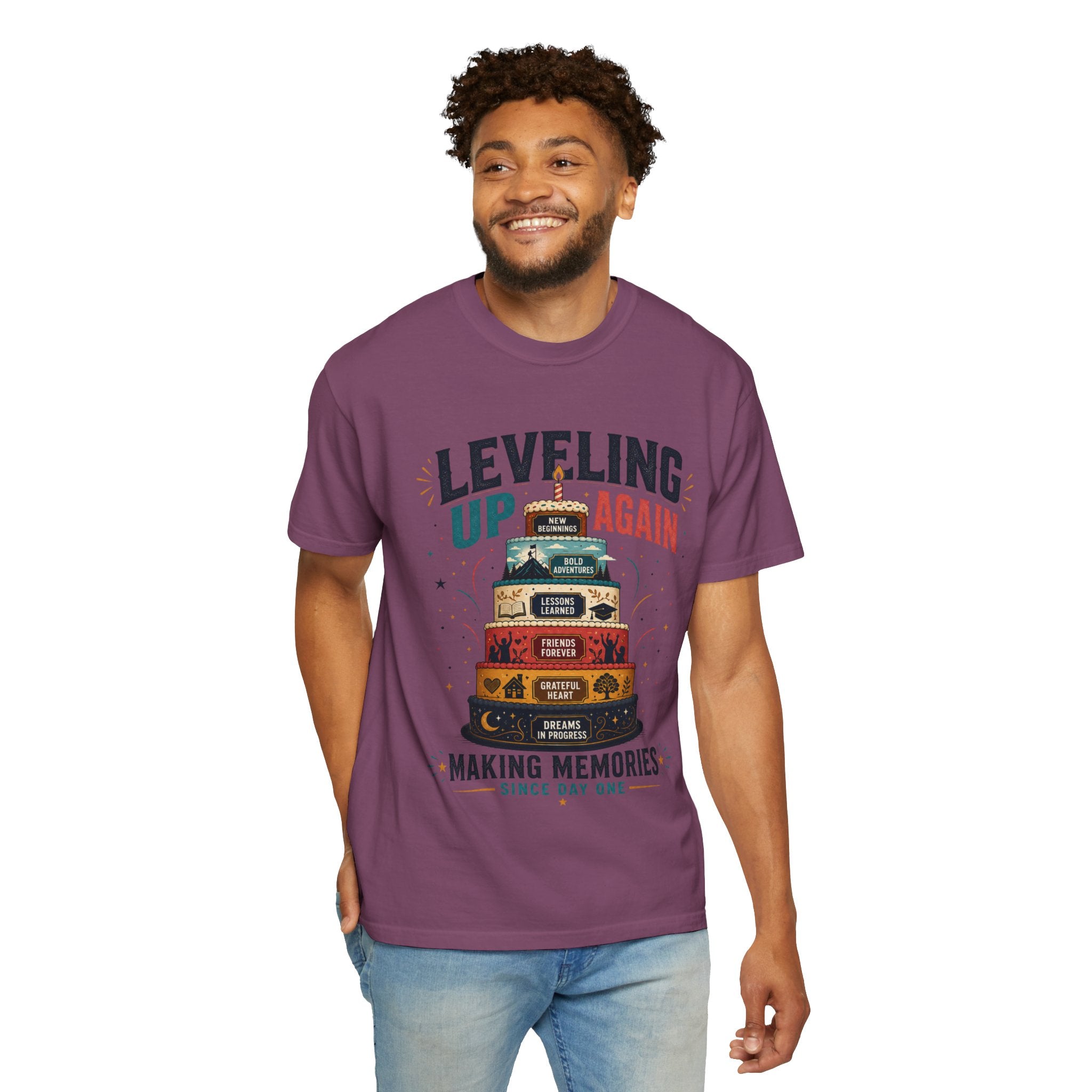 Leveling Up Again T-Shirt — "Making Memories Since Day One" Gamer Birthday Tee