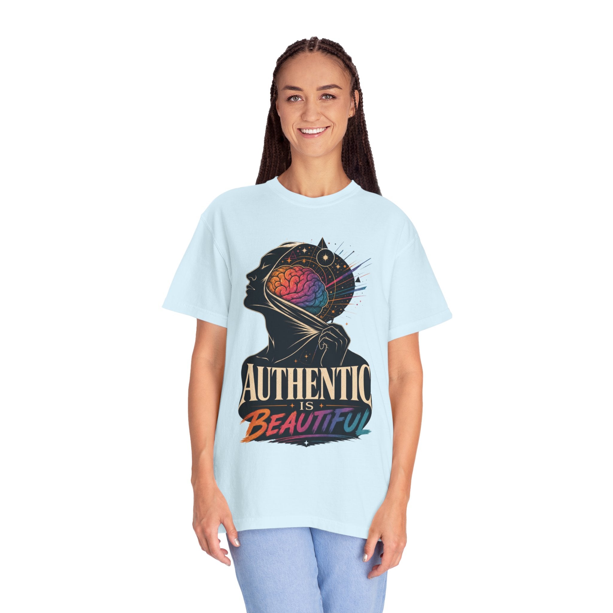 Authentic Is Beautiful Graphic T-Shirt — Pride Rainbow Mind Empowerment Tee