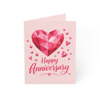 Anniversary Greeting Card — Pink Geometric Heart "Happy Anniversary" (1/10/30/50 pcs)