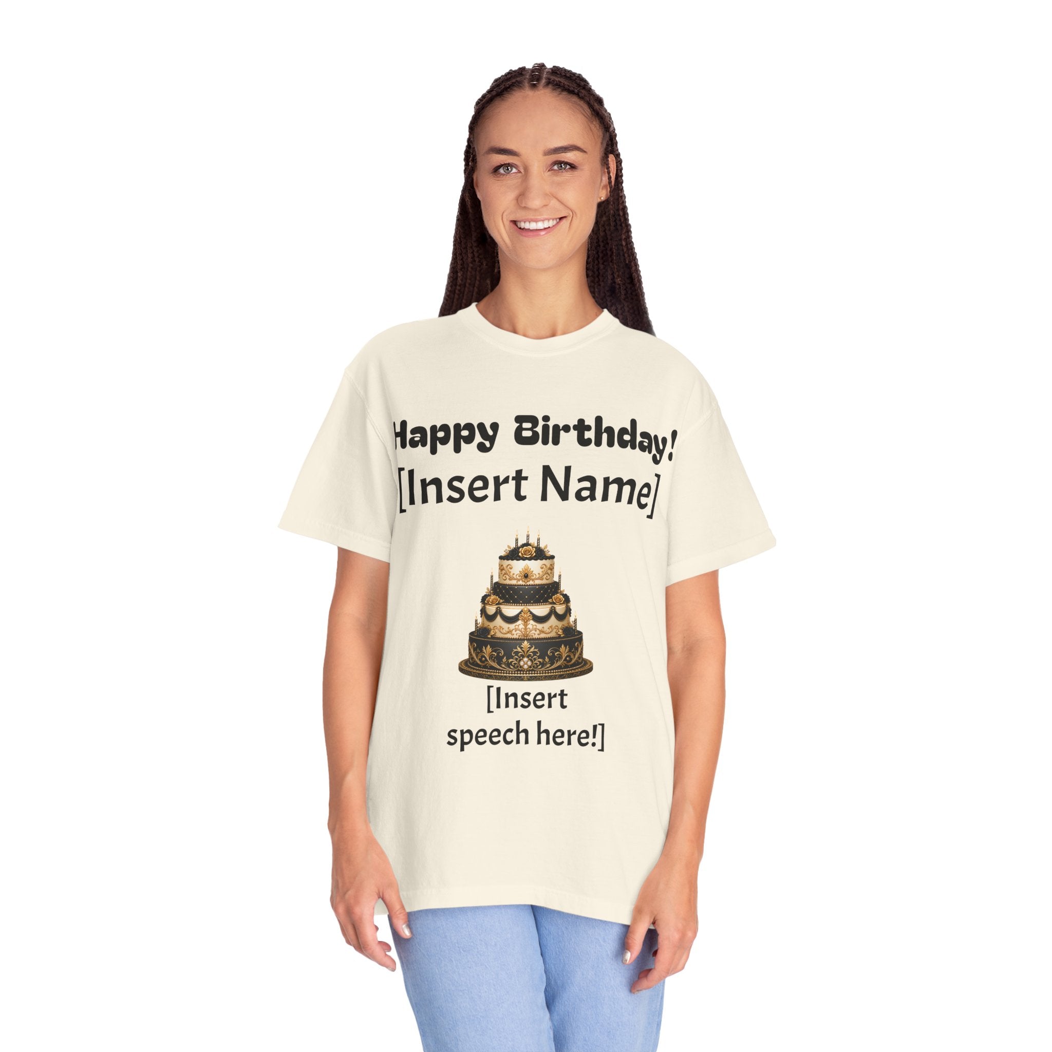 Birthday Cake Personalized T‑Shirt — "Happy Birthday! [Insert Name]" Customizable Tee