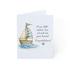 Nautical Baby Boy Greeting Card — "A new little captain has set sail into your hearts!" (Pack of 1, 10, 30, 50)