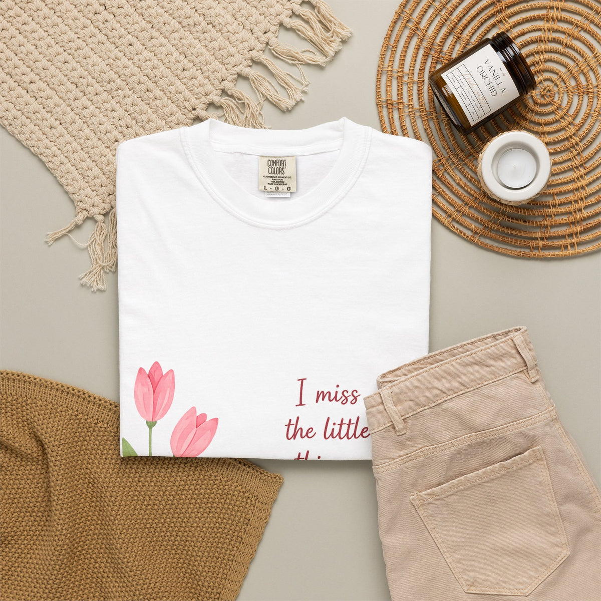 T-Shirt - "I Miss The Little Things About You The Most" Tulip Graphic