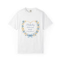 Baby Shower T-Shirt — "A baby boy to love and cherish" Floral Heart Tee