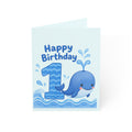 1st Birthday Whale Greeting Card — Happy Birthday Number One Card for Baby Boy