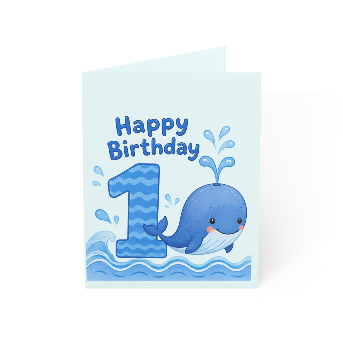 1st Birthday Whale Greeting Card — Happy Birthday Number One Card for Baby Boy
