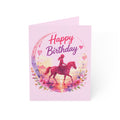 Happy Birthday Horse Greeting Card — Pink Equestrian Birthday Card for Girls