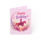 Happy Birthday Horse Greeting Card — Pink Equestrian Birthday Card for Girls
