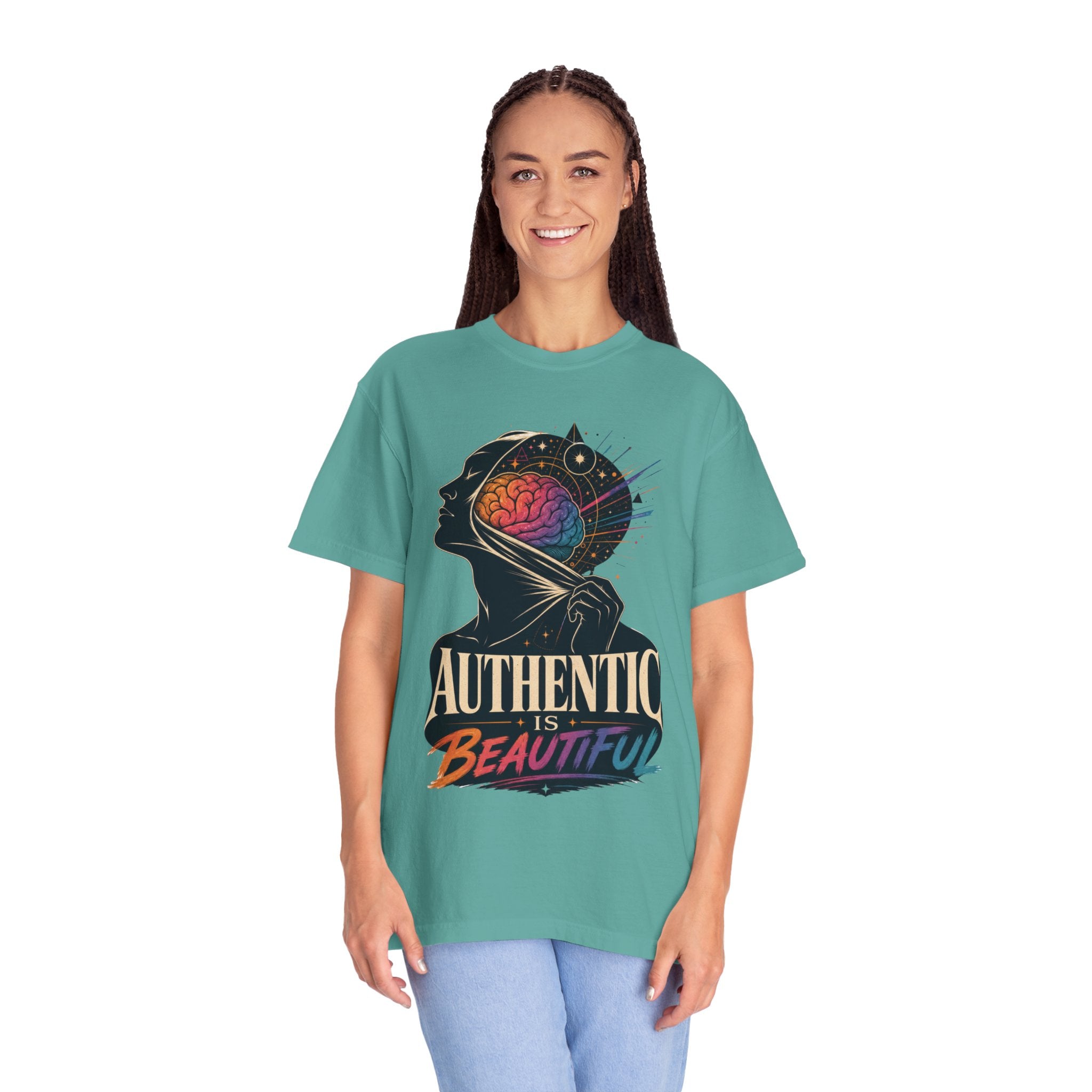 Authentic Is Beautiful Graphic T-Shirt — Pride Rainbow Mind Empowerment Tee