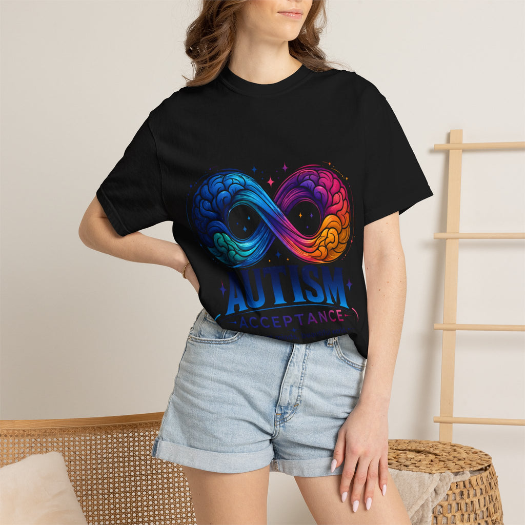 Autism Acceptance T-Shirt — Infinity Puzzle Rainbow Design