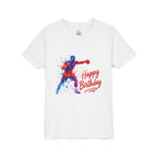 Boxer Silhouette Youth Tee – 'Happy Birthday' Watercolor Kids Shirt