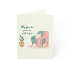 Miss You Greeting Card — “My Favorite Place Is Next To You” Cozy Armchair Note Card (Pack of 1, 10, 30, 50)