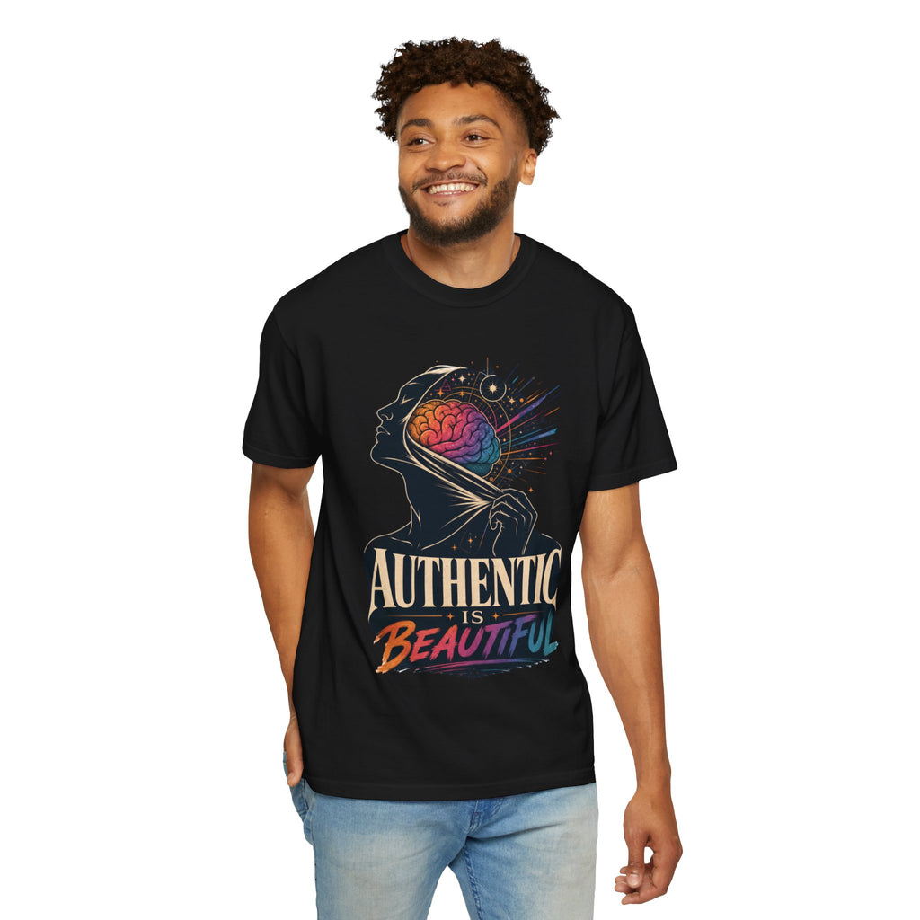 Authentic Is Beautiful Graphic T-Shirt — Pride Rainbow Mind Empowerment Tee