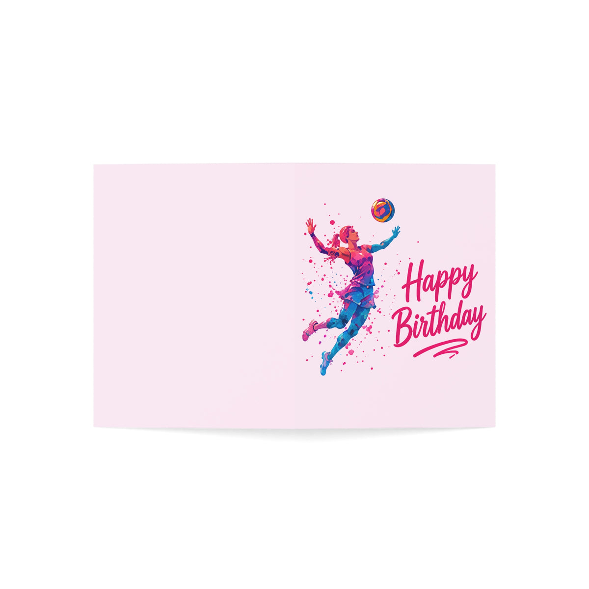 Volleyball Happy Birthday Greeting Card — Colorful Athletic Birthday Card