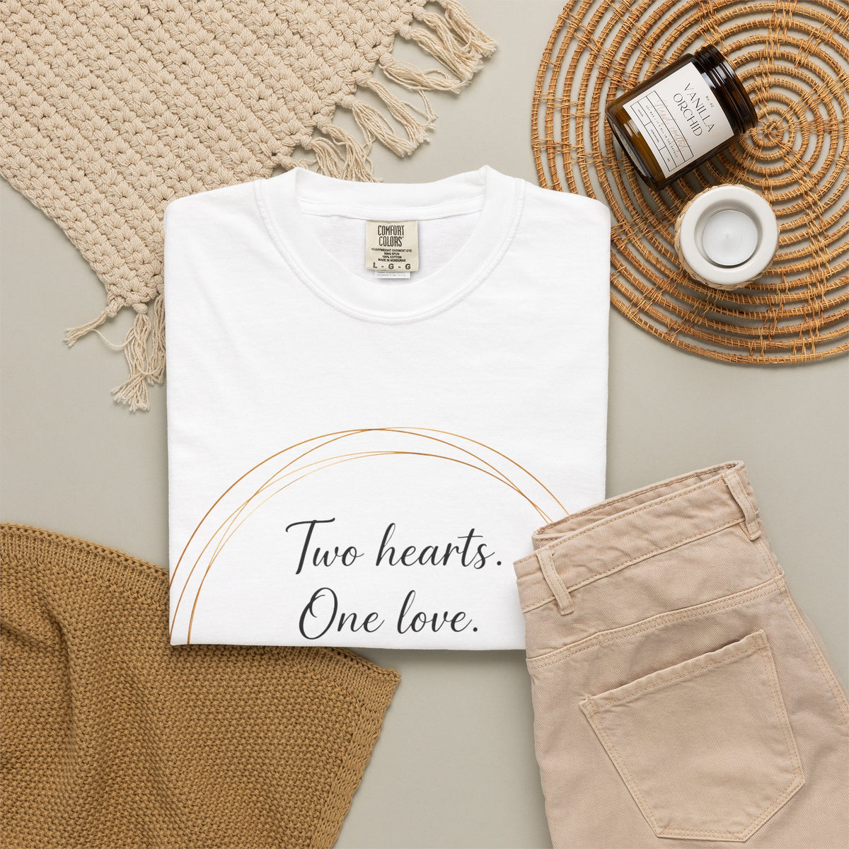 Two Hearts One Love Floral T-Shirt — Romantic Wedding & Anniversary Gift