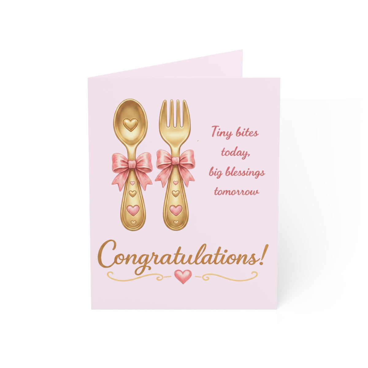 Congratulations Baby Shower Greeting Cards — 'Tiny bites today, big blessings tomorrow' (Single or Bulk 1/10/30/50)